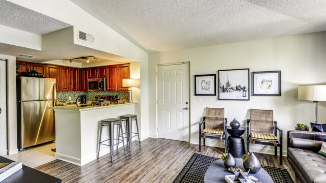 Gables Town Place Model living and kitchen